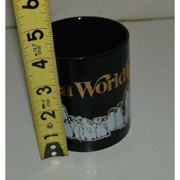 Nice Vintage SEA WORLD Penguins Whale Black & Gold Ceramic Coffee Mug Rare - Picture 6 of 8